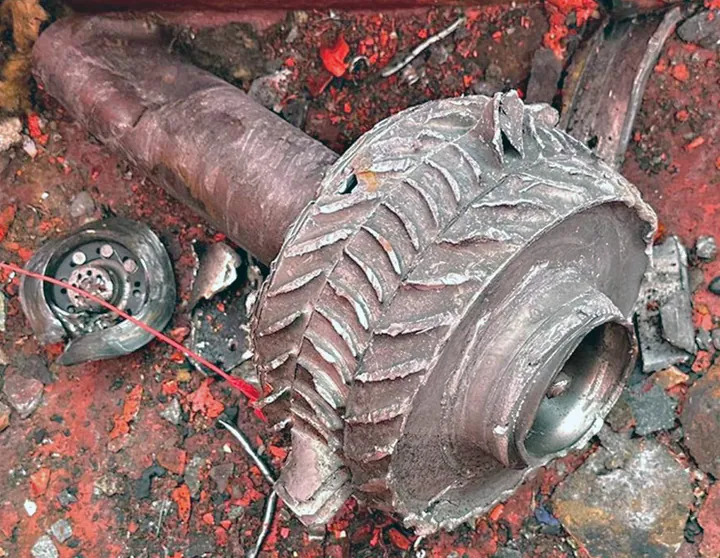 Turbojet engine debris from the M/T Strinda attack
