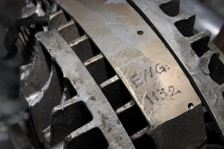 Engine number on a cast steel engine