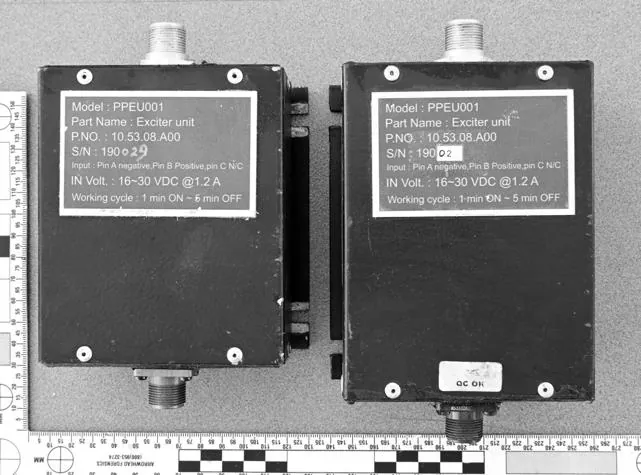 Two exciter units labelled PPEU001