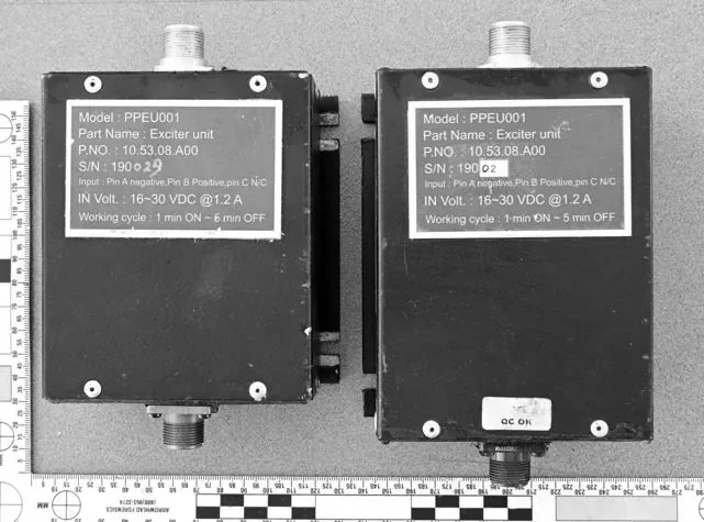 Two exciter units labelled PPEU001